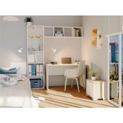 Bureau Coloris Blanc - Hauteur 76 X Longueur 120 X Profondeur 68 Cm -PEGANE- -France Bureau Soldes 2022 42853348 3