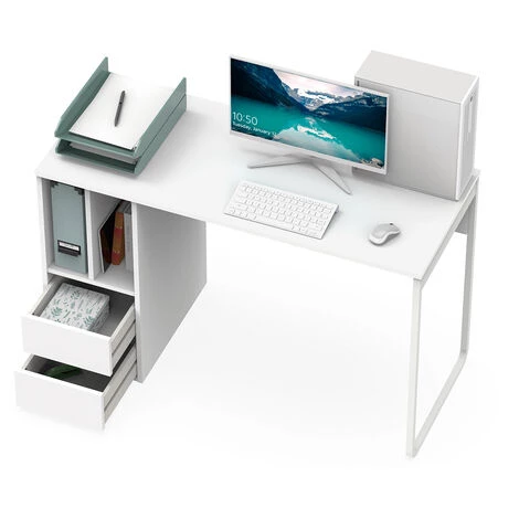 Bureau Coloris Blanc - Hauteur 74 X Longueur 120 X Profondeur 55 Cm -PEGANE- 5 Bureau Coloris Blanc - Hauteur 74 X Longueur 120 X Profondeur 55 Cm -PEGANE- – Image 3