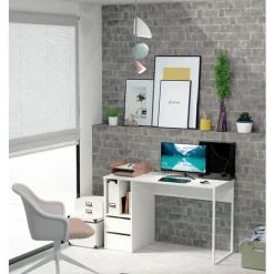 Bureau Coloris Blanc - Hauteur 74 X Longueur 120 X Profondeur 55 Cm -PEGANE- 11 Bureau Coloris Blanc - Hauteur 74 X Longueur 120 X Profondeur 55 Cm -PEGANE- -France Bureau Soldes 2022 42853367 5
