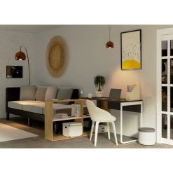 Bureau Angulaire Réversible Coloris Chêne Doré / Gris - Hauteur 143 X Longueur 120 X Profondeur 72 Cm -PEGANE- 7 Bureau Angulaire Réversible Coloris Chêne Doré / Gris - Hauteur 143 X Longueur 120 X Profondeur 72 Cm -PEGANE- -France Bureau Soldes 2022 42853384 3