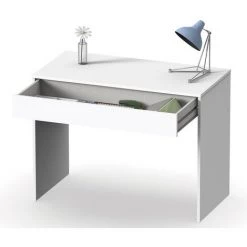 Bureau Avec Tiroir Coloris Blanc - Hauteur 75 X Longueur 100 X Profondeur 50 Cm -PEGANE- -France Bureau Soldes 2022 42853618 3