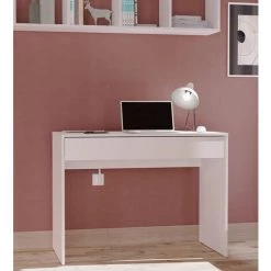 Bureau Avec Tiroir Coloris Blanc - Hauteur 75 X Longueur 100 X Profondeur 50 Cm -PEGANE- -France Bureau Soldes 2022 42853618 5