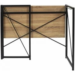 TOILINUX Bureau Pliable Imitation Bois - Noir Et Marron - Longueur 90, Profondeur 45, Hauteur 74 Cm - Marron -France Bureau Soldes 2022 42902483 3