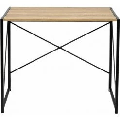 TOILINUX Bureau Pliable Imitation Bois - Noir Et Marron - Longueur 90, Profondeur 45, Hauteur 74 Cm - Marron -France Bureau Soldes 2022 42902483 5