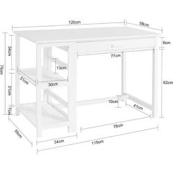 SoBuy FWT71-W Bureau Informatique Table D’étude Bureau D'Ordinateur Avec Grand Plan De Travail, 2 étagères Et 1 Tiroir 9 SoBuy FWT71-W Bureau Informatique Table D’étude Bureau D'Ordinateur Avec Grand Plan De Travail, 2 étagères Et 1 Tiroir -France Bureau Soldes 2022 43315685 3
