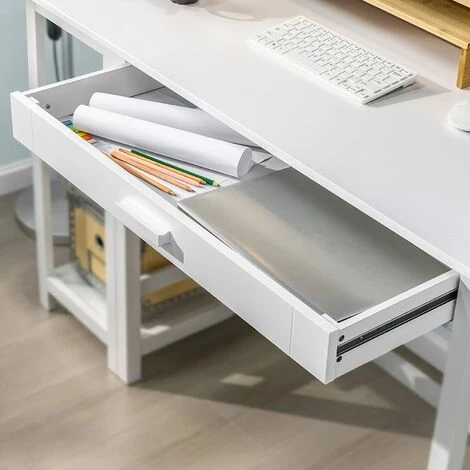 SoBuy FWT71-W Bureau Informatique Table D’étude Bureau D'Ordinateur Avec Grand Plan De Travail, 2 étagères Et 1 Tiroir 6 SoBuy FWT71-W Bureau Informatique Table D’étude Bureau D'Ordinateur Avec Grand Plan De Travail, 2 étagères Et 1 Tiroir – Image 4