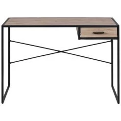 Selsey SEAFORD - Bureau - Effet Chêne - 110x45 Cm - Avec Tiroir - Style Industriel
