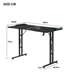 Kartokner Bureau Gaming Bureau Gamer Bureau Pour Gaming PC Informatique Table Desk Tapis Souris Porte Gobelet Support Casque Noir 120 X 60 X 78 Cm Lumières LED Support USB -France Bureau Soldes 2022 43588659 4