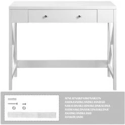 KartoknerBureau D'ordinateur Informatique, Table De Maquillage Avec 1 Tiroirs Table D'étude Table De Travail Meuble De Bureau Pour Ordinateur Portable Table Informatique Durable Pour Maison 100x48x78cm(BxTxH)，blanc -France Bureau Soldes 2022 43588810 5
