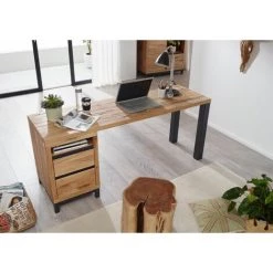 MASSIVMOEBEL24.DE Bureau 180x55 Chêne Sauvage Huilé Bois Naturel VILLANDERS #141 - Nature -France Bureau Soldes 2022 43590134 2