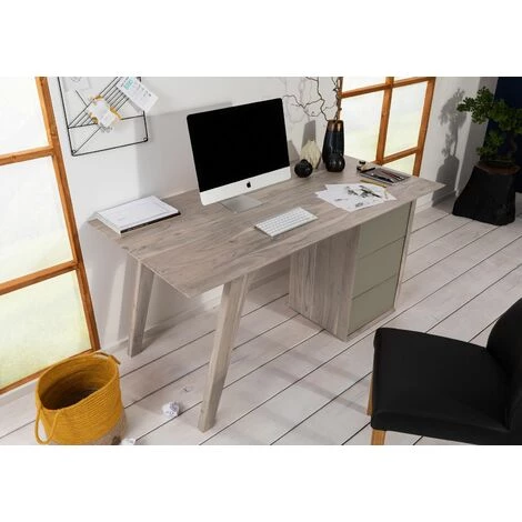 MASSIVMOEBEL24.DE Bureau 160x80 Acacia Laqué Brun Crême TROMSO #003 - Brun 4 MASSIVMOEBEL24.DE Bureau 160x80 Acacia Laqué Brun Crême TROMSO #003 - Brun – Image 2