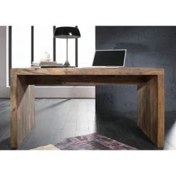 MASSIVMOEBEL24.DE Bureau 148x75 Palissandre Huilé Gris Taupe NATURE GREY #710 - Gris -France Bureau Soldes 2022 43598603 3