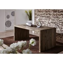 MASSIVMOEBEL24.DE Bureau 178x90 Palissandre Huilé Gris Taupe NATURE GREY #711 - Gris