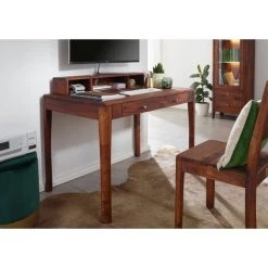 MASSIVMOEBEL24.DE Bureau 112x71 Palissandre Huilé Noisette BROOKLYN #05 - Brun