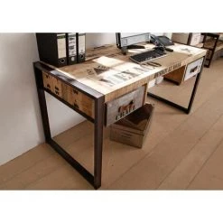 MASSIVMOEBEL24.DE Bureau 150x70 Manguier Brut Imprimé Bois Naturel FACTORY #124 - Nature -France Bureau Soldes 2022 43600416 2