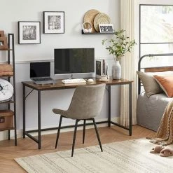 VASAGLE Bureau, Table, Poste De Travail, 140 X 60 X 75 Cm, pour Bureau, Salon, Chambre, Assemblage Simple, Métal, Style Industriel, Marron Rustique Et Noir par SONGMICS LWD043B01 -France Bureau Soldes 2022 43992706 3