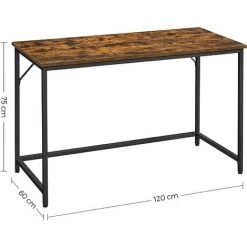 VASAGLE Bureau, Table, Poste De Travail, 120 X 60 X 75 Cm, pour Bureau, Salon, Chambre, Assemblage Simple, Métal, Style Industriel, Marron Rustique Et Noir par SONGMICS LWD039B01 - Marron Rustique Et Noir -France Bureau Soldes 2022 43992710 5