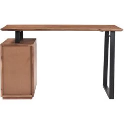 MILIBOO Bureau En Acacia Massif Et Métal Noir 3 Tiroirs L130 Cm HORACE - Naturel -France Bureau Soldes 2022 44051602 4