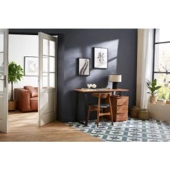 MILIBOO Bureau En Acacia Massif Et Métal Noir 3 Tiroirs L130 Cm HORACE - Naturel -France Bureau Soldes 2022 44051602 5