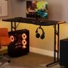 ORGANNICE Table De Jeu, Table De Jeu Avec éclairage LED Et Support Pour Casque, Pour E-sport, Grande Table D'ordinateur De Jeu Avec Télécommande, Surface De Table 120 X 60 Cm - Noir