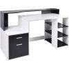 HOMCOM Bureau Informatique Multimédia Design Multi-rangements 137 L X 55 L X 92 H Cm Noir Et Blanc - Blanc