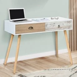 IDMARKET Bureau 2 Tiroirs BAHIA Scandinave