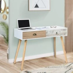 IDMARKET Bureau 2 Tiroirs BAHIA Scandinave -France Bureau Soldes 2022 44457421 5