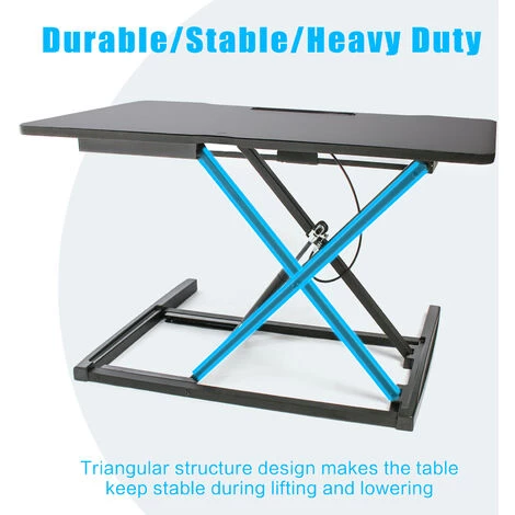 TODECO Bureau Debout Assis à Hauteur Réglable91*40Cm,Bureau Assis Debout Manuel Avec Plateau Clavier,Ergonomique Bureau Réglable,Noir - Noir 7 TODECO Bureau Debout Assis à Hauteur Réglable91*40Cm,Bureau Assis Debout Manuel Avec Plateau Clavier,Ergonomique Bureau Réglable,Noir - Noir – Image 5