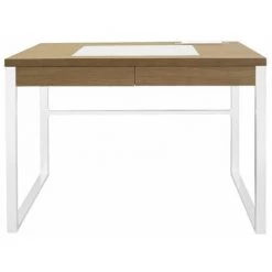 Paris Prix - Bureau Design 1 Tiroir "porqa" 100cm Naturel & Blanc