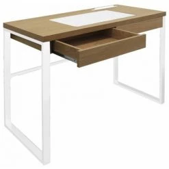 Paris Prix - Bureau Design 1 Tiroir "porqa" 100cm Naturel & Blanc -France Bureau Soldes 2022 45293559 3