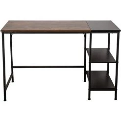 CLP Bureau Ocala Avec Plateau En MDF Cadre En Tubes D'acier Et Colonne De Rangement Noir/marron -France Bureau Soldes 2022 45655591 2