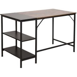 CLP Bureau Ocala Avec Plateau En MDF Cadre En Tubes D'acier Et Colonne De Rangement Noir/marron -France Bureau Soldes 2022 45655591 4