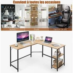 GOPLUS Bureau D’Angle, Table Informatique En Forme De L, Bureau D'Ordinateur Avec 2 Etagère De Rangement,Meuble Bureau Ordinateur,Bureau Informatique,Table De Travail Atelier,Style Vintage (Naturel) 9 GOPLUS Bureau D’Angle, Table Informatique En Forme De L, Bureau D'Ordinateur Avec 2 Etagère De Rangement,Meuble Bureau Ordinateur,Bureau Informatique,Table De Travail Atelier,Style Vintage (Naturel) -France Bureau Soldes 2022 45683740 3