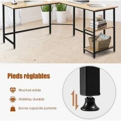 GOPLUS Bureau D’Angle, Table Informatique En Forme De L, Bureau D'Ordinateur Avec 2 Etagère De Rangement,Meuble Bureau Ordinateur,Bureau Informatique,Table De Travail Atelier,Style Vintage (Naturel) 10 GOPLUS Bureau D’Angle, Table Informatique En Forme De L, Bureau D'Ordinateur Avec 2 Etagère De Rangement,Meuble Bureau Ordinateur,Bureau Informatique,Table De Travail Atelier,Style Vintage (Naturel) -France Bureau Soldes 2022 45683740 4