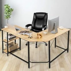 GOPLUS Bureau D’Angle, Table Informatique En Forme De L, Bureau D'Ordinateur Avec 2 Etagère De Rangement,Meuble Bureau Ordinateur,Bureau Informatique,Table De Travail Atelier,Style Vintage (Naturel) 11 GOPLUS Bureau D’Angle, Table Informatique En Forme De L, Bureau D'Ordinateur Avec 2 Etagère De Rangement,Meuble Bureau Ordinateur,Bureau Informatique,Table De Travail Atelier,Style Vintage (Naturel) -France Bureau Soldes 2022 45683740 5