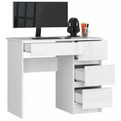 HUCOCO MIR - Bureau Informatique Style Moderne - 90x77x50 - 4 Grands Tiroirs - Blanc -France Bureau Soldes 2022 45739307 2