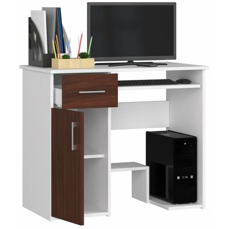 HUCOCO TORPE - Bureau Informatique Style Moderne - 90x74x50 - 1 Tiroir +1 Porte - Wengé 4 HUCOCO TORPE - Bureau Informatique Style Moderne - 90x74x50 - 1 Tiroir +1 Porte - Wengé – Image 2