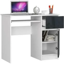 HUCOCO MOGO - Bureau D'école Style Moderne - 90x77x50 - 1 Tiroir+1 Porte - Gris -France Bureau Soldes 2022 45739315 2