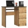 HUCOCO MIR - Bureau Informatique Style Moderne - 90x77x50 - 3 Tiroirs Spacieux - Chêne