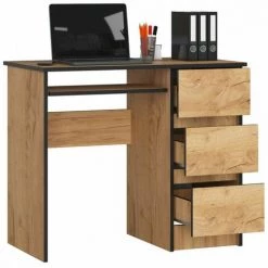 HUCOCO MIR - Bureau Informatique Style Moderne - 90x77x50 - 3 Tiroirs Spacieux - Chêne 5 HUCOCO MIR - Bureau Informatique Style Moderne - 90x77x50 - 3 Tiroirs Spacieux - Chêne -France Bureau Soldes 2022 45739464 2
