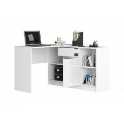 HUCOCO KERESTE - Bureau D'angle Style Moderne Cabinet - 79x120x126 - 1 Tiroir+1 Porte - Blanc -France Bureau Soldes 2022 45739478 2