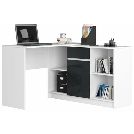 HUCOCO KERESTE - Bureau D'angle Style Moderne Cabinet - 79x120x126 - 1 Tiroir+1 Porte - Gris 3 HUCOCO KERESTE - Bureau D'angle Style Moderne Cabinet - 79x120x126 - 1 Tiroir+1 Porte - Gris