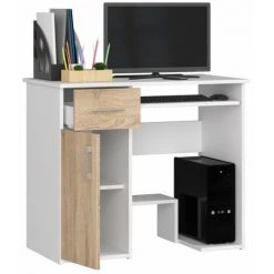 HUCOCO TORPE - Bureau Informatique Style Moderne - 90x74x50 - 1 Tiroir +1 Porte - Sonoma -France Bureau Soldes 2022 45739481 2
