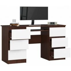 HUCOCO GOYA - Bureau Informatique Style Moderne - 135x77x50 - 6 Grands Tiroirs - Blanc -France Bureau Soldes 2022 45739704 2