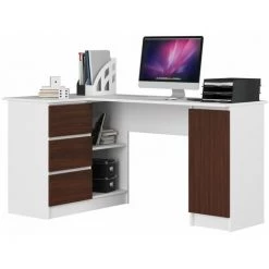 HUCOCO BALAUR - Bureau D'angle Style Moderne - 155x77x85 - 3 Tiroirs+1 Porte - Wengé