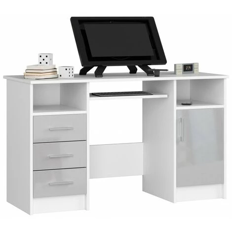 HUCOCO KAMA - Bureau Informatique Style Moderne - 124x74x52 - 3 Tiroirs+1 Porte - Gris 3 HUCOCO KAMA - Bureau Informatique Style Moderne - 124x74x52 - 3 Tiroirs+1 Porte - Gris