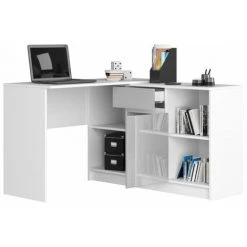 HUCOCO KERESTE - Bureau D'angle Style Moderne Cabinet - 79x120x126 - 1 Porte+1 Tiroir - Gris -France Bureau Soldes 2022 45739712 2