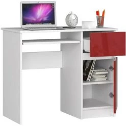 HUCOCO MOGO - Bureau Informatique Style Moderne - 90x77x50 - 1 Porte+1 Tiroir - Rouge 5 HUCOCO MOGO - Bureau Informatique Style Moderne - 90x77x50 - 1 Porte+1 Tiroir - Rouge -France Bureau Soldes 2022 45739717 2