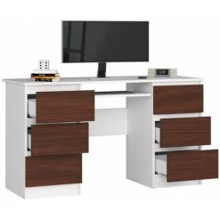 HUCOCO GOYA - Bureau Informatique Style Moderne - 135x77x50 - 6 Tiroirs Spacieux - Wengé -France Bureau Soldes 2022 45741061 2