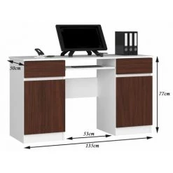 HUCOCO MONA - Bureau Informatique Style Moderne - 135x77x50 - 2 Tiroirs+2 Portes - Beige 7 HUCOCO MONA - Bureau Informatique Style Moderne - 135x77x50 - 2 Tiroirs+2 Portes - Beige -France Bureau Soldes 2022 45741067 3